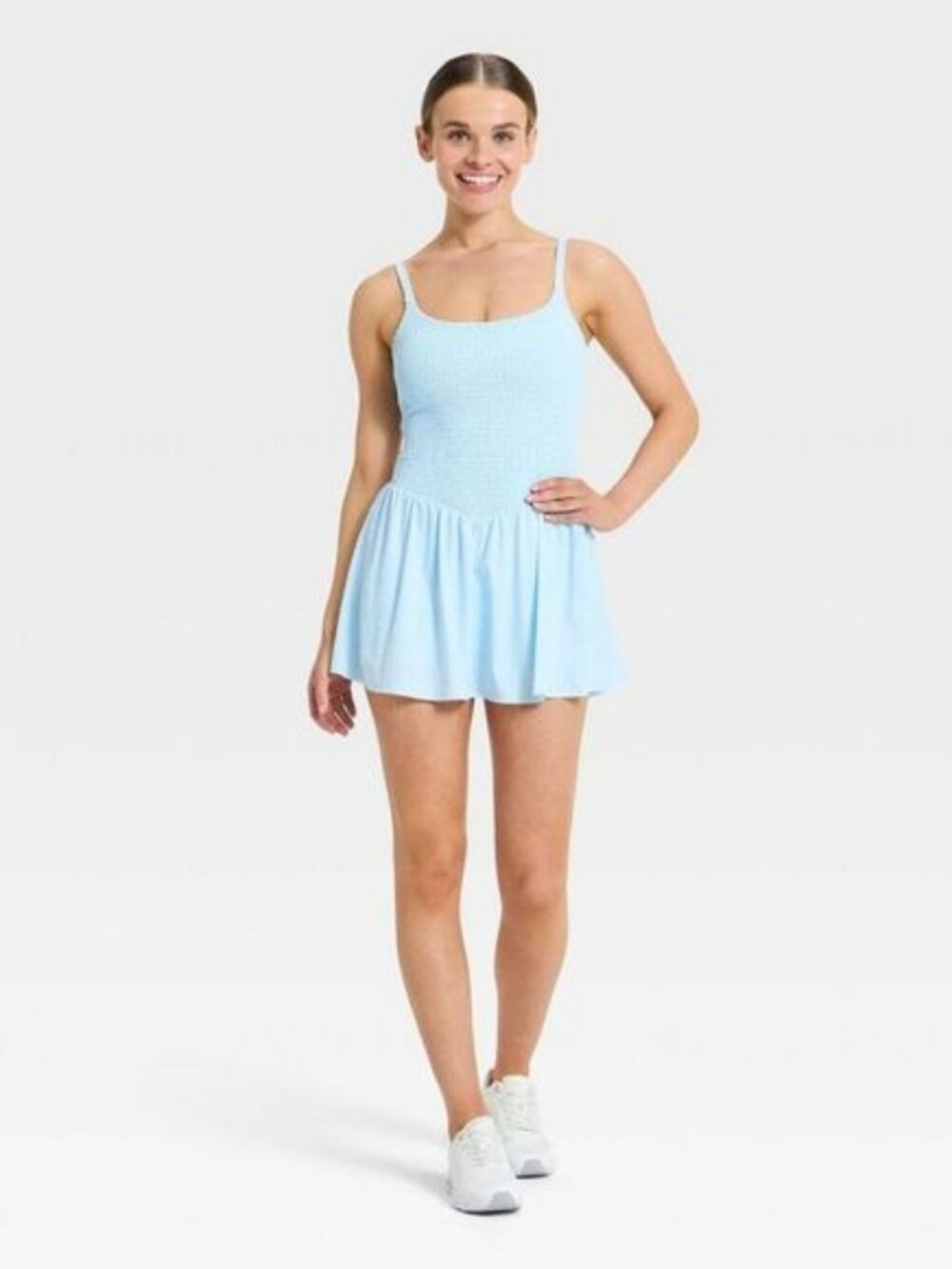 JoyLab - Women's Drop Waist Smocked Active Dress - JoyLab L Blue